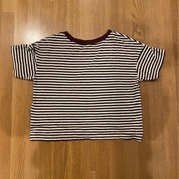 Striped Maroon and White Crop Top - Picture 3 of 5